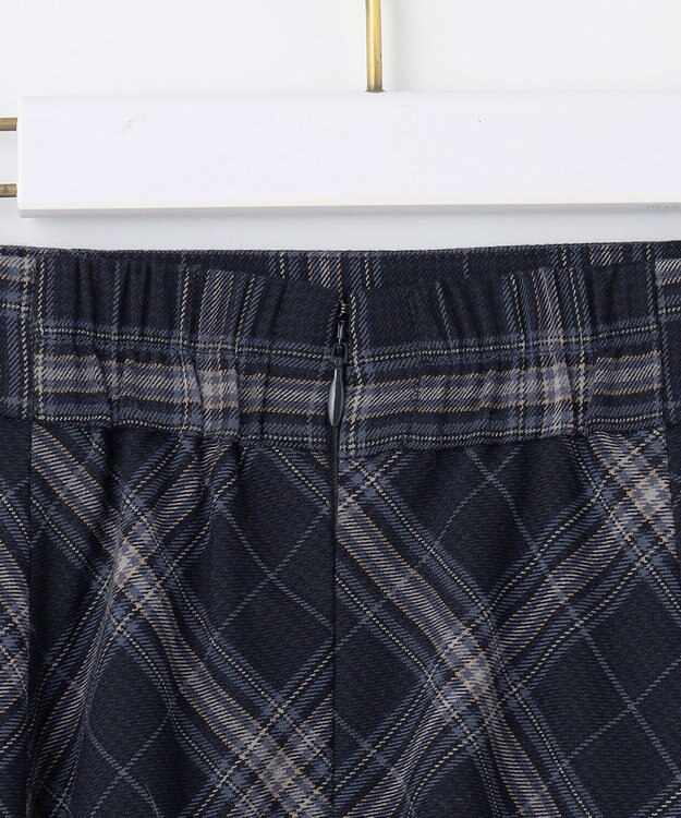 ANY SIS 【洗える】ベルトポイントフレア スカート ネイビー系チェック
