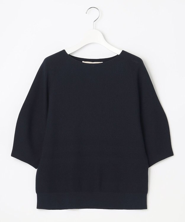 自由区 【XSサイズ～/洗える】ドライタッチホールガーメント ニット ネイビー系