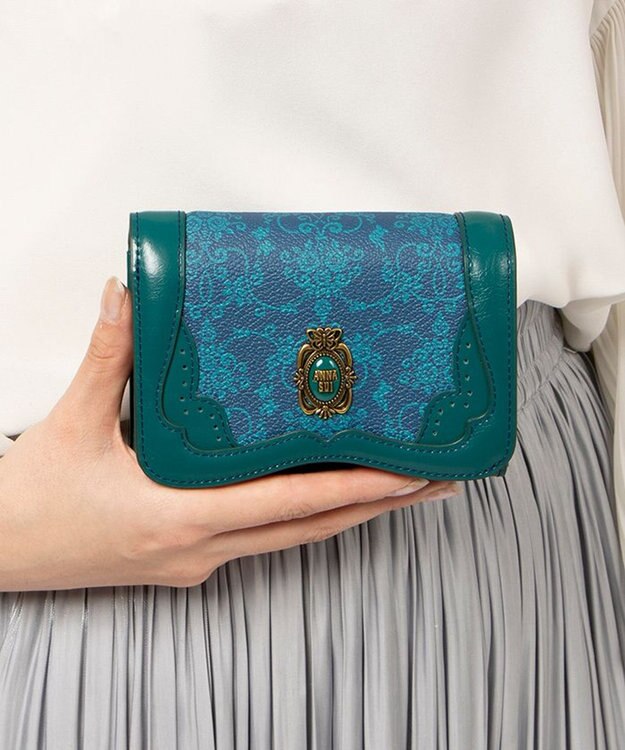 ANNA SUI リーブル 内Lファスナー二つ折り財布 ネイビー