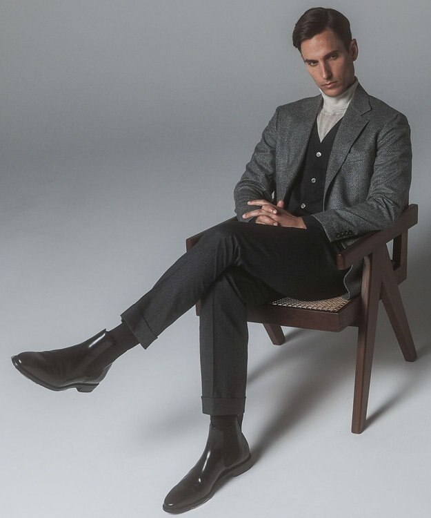 GOTAIRIKU 【保温性/ストレッチ/シワになりにくい】サキソニーストレッチパンツ（ノータック） グレー系8