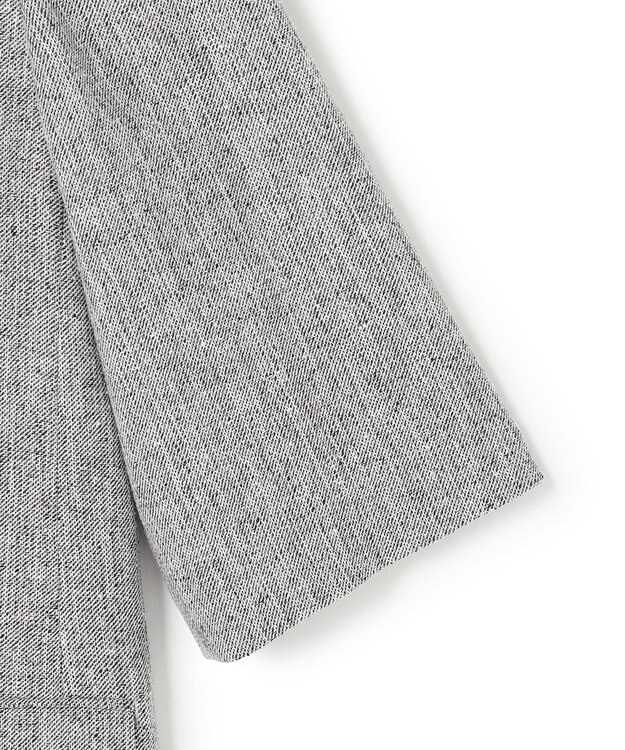 ICB L ストレッチMIXツイード 半袖ジャケット ブラックミックス