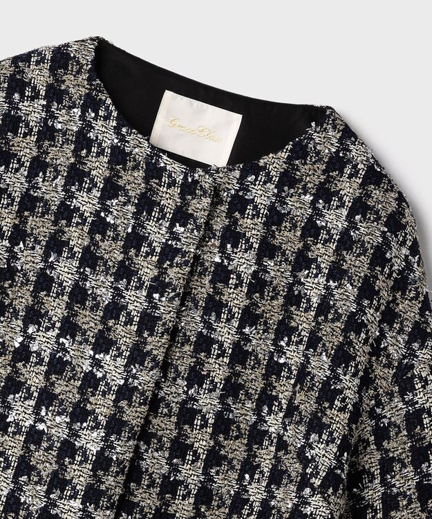 GRACE CONTINENTAL シャイニーツイードコート ネイビー