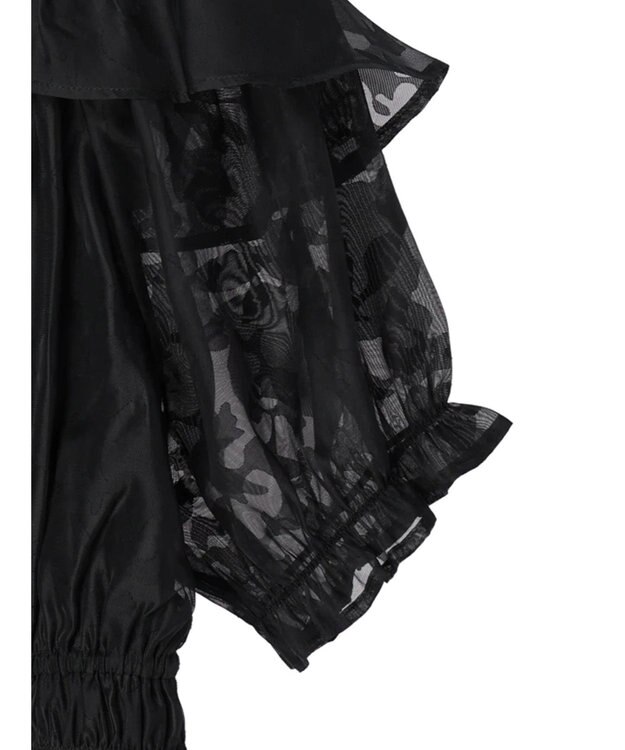 earth music&ecology 衿付きフラワーブラウス Black