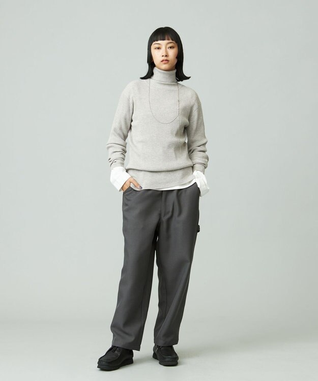 J.PRESS YORK STREET 【WOMEN】ANTI PILLING WOOL リブタートルニット ライトグレー系