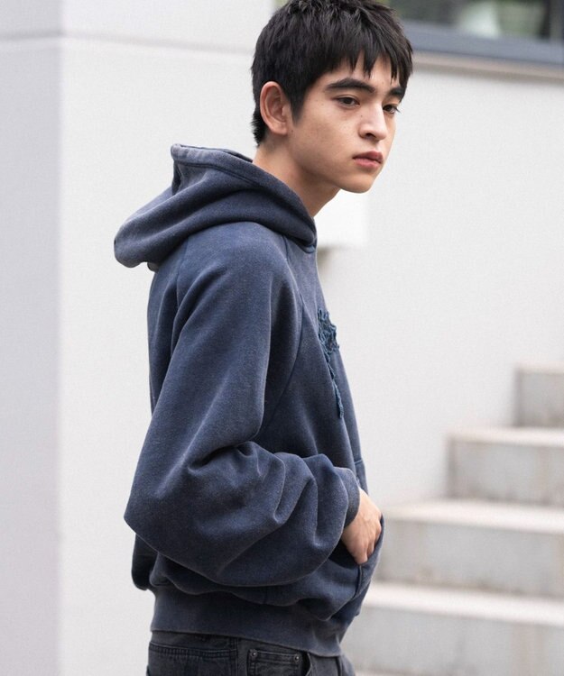 WEGO ショートグラフィックプルパーカー ネイビー