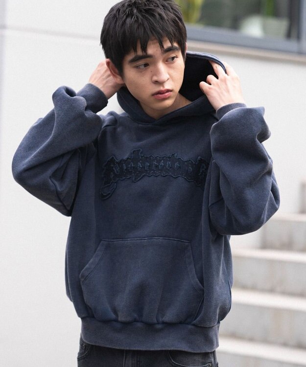 WEGO ショートグラフィックプルパーカー ネイビー