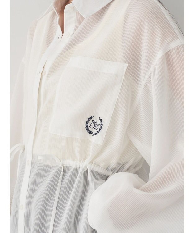 earth music&ecology ワンポイント刺繍ロングシャツ White