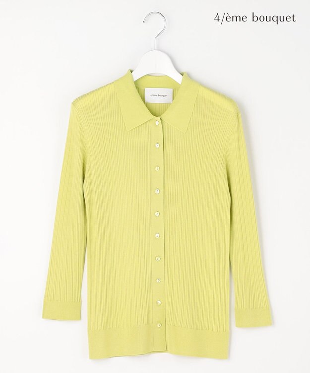 自由区 【カトリエムブーケ】Cotes melangees a la soie ボタンフロントトップス グリーン