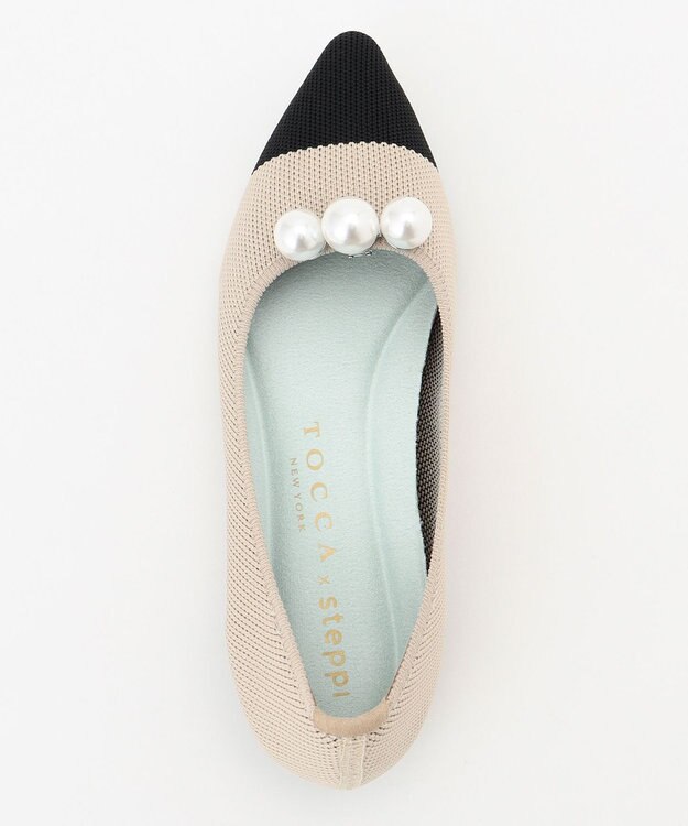 TOCCA 【軽量・撥水・お洗濯可・選べるシュークリップ】steppi×TOCCA BICOLOR POINTED PUMPS パンプス ベージュ×パール