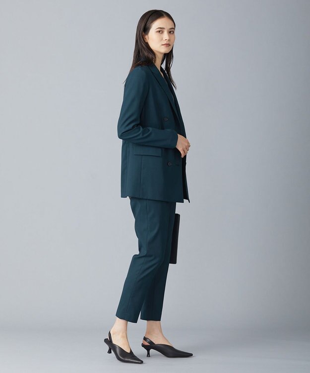 ICB 【新色追加・洗える】 ウールマットウース ダブル前ジャケット パイングリーン系