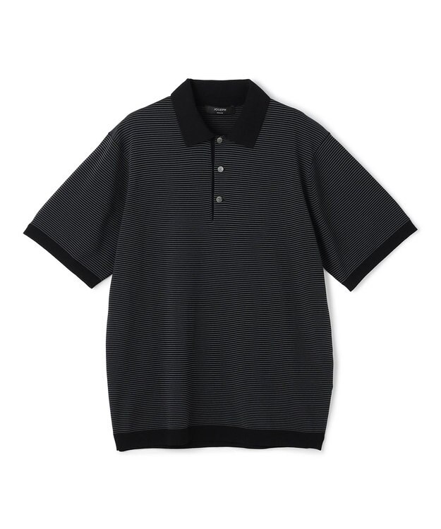 JOSEPH HOMME 【新柄】リュクスレーヨンボーダー　ポロニット グレー系1