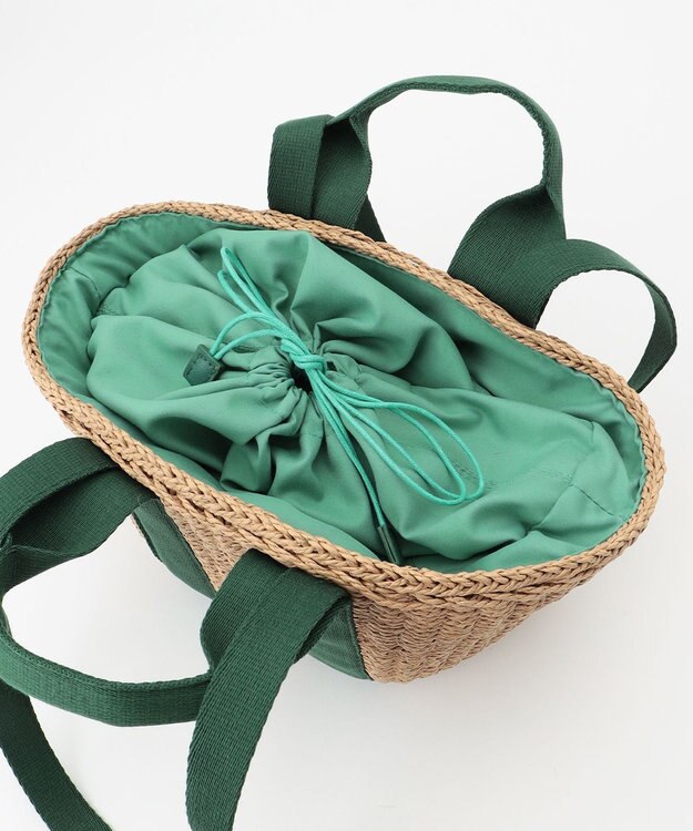 LA BAGAGERIE 【maison vert】 【ペーパー素材・多収納】ダブルハンドルかごバッグ グリーン