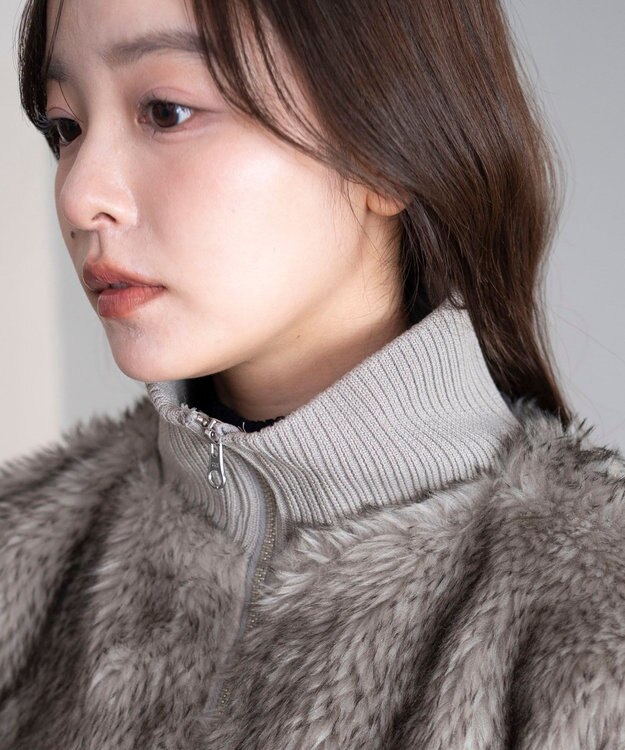 WEGO 【25年秋冬新作】フェイクファーショートブルゾン グレーその他