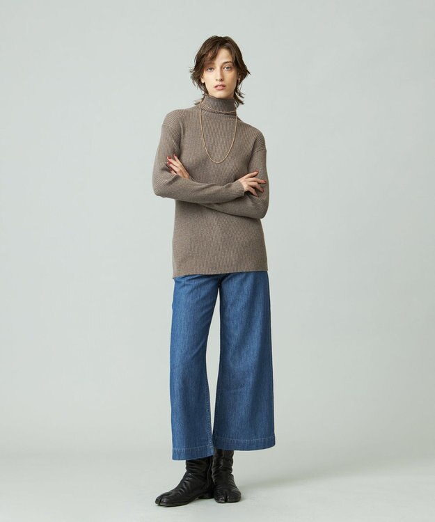 J.PRESS YORK STREET 【WOMEN】ANTI PILLING WOOL リブタートルニット ブラウン系