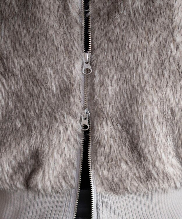 WEGO 【25年秋冬新作】フェイクファーショートブルゾン グレーその他