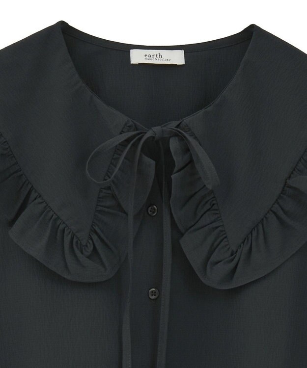 earth music&ecology フリルセーラーカラーブラウス Black