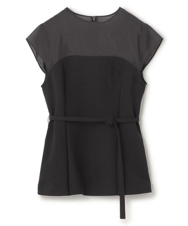 uncrave ウォッシャブルダブルクロス ビスチェブラウス(フレンチスリーブ) ブラック