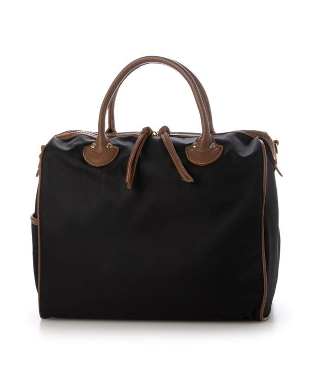 UNBILLION ペルケ perche / ナイロン牛革付属テープショルダー2wayボストンL ブラック