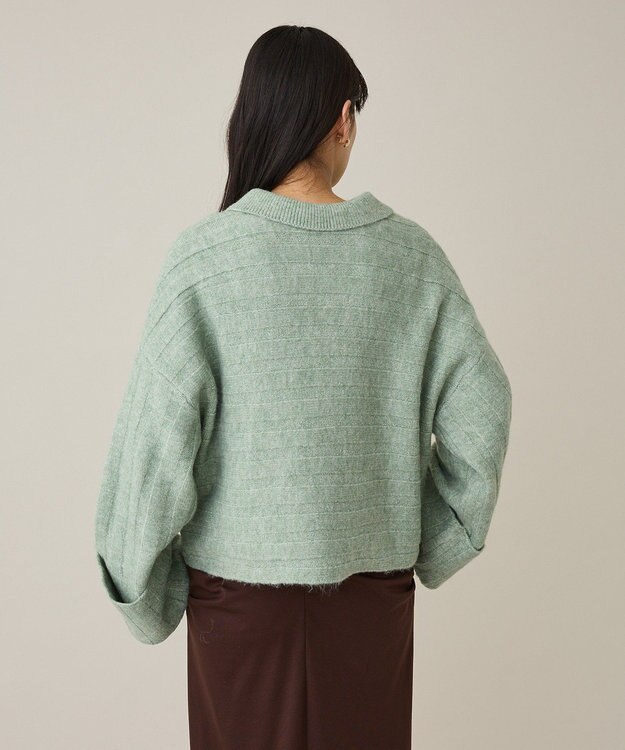 CRAFT STANDARD BOUTIQUE ロールアップ袖ショート丈ニットプルオーバー Green