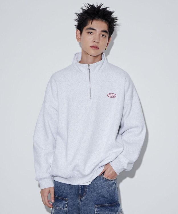 WEGO ワンポイントハーフジッププルオーバー アッシュグレー
