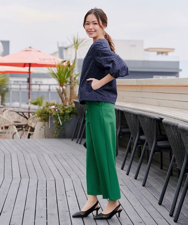 Tiaclasse 【日本製・洗える・接触冷感・吸水速乾・UVカット】サーラドライ・ワイドパンツ グリーン