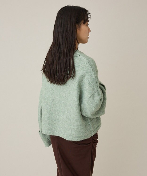 CRAFT STANDARD BOUTIQUE ロールアップ袖ショート丈ニットプルオーバー Green
