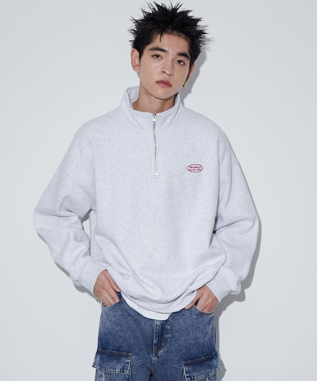 WEGO ワンポイントハーフジッププルオーバー アッシュグレー