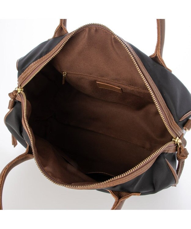 UNBILLION ペルケ perche / ナイロン牛革付属テープショルダー2wayボストンL ブラック