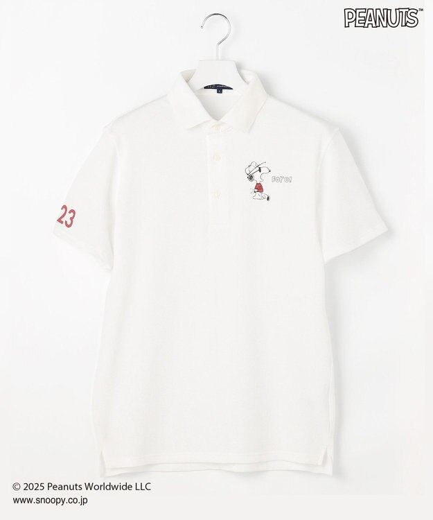 23区GOLF 【MEN】『PEANUTS』コラボ　「JOE COOL」半袖ポロシャツ ホワイト系