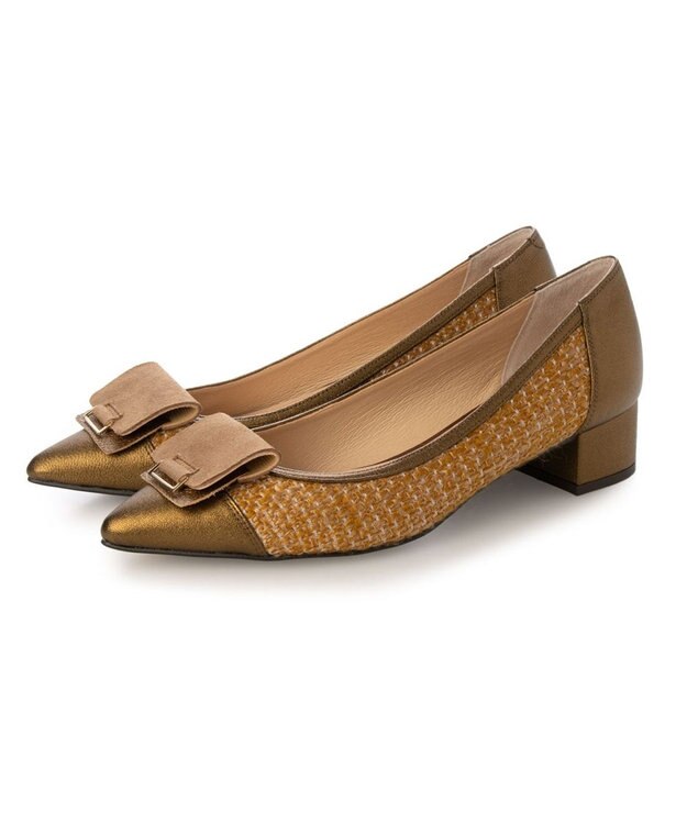 MODE ET JACOMO <MODE ET JACOMO>スクエアバックルポインテッドトゥパンプス マスタード