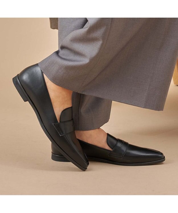 MODE ET JACOMO <carino>【レイン対応】スクエアトゥコインローファー ブラック