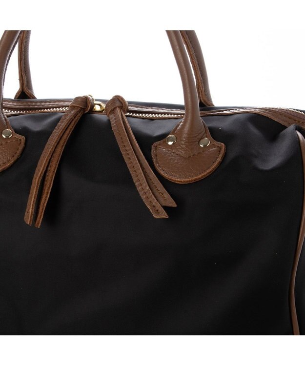 UNBILLION ペルケ perche / ナイロン牛革付属テープショルダー2wayボストンL ブラック