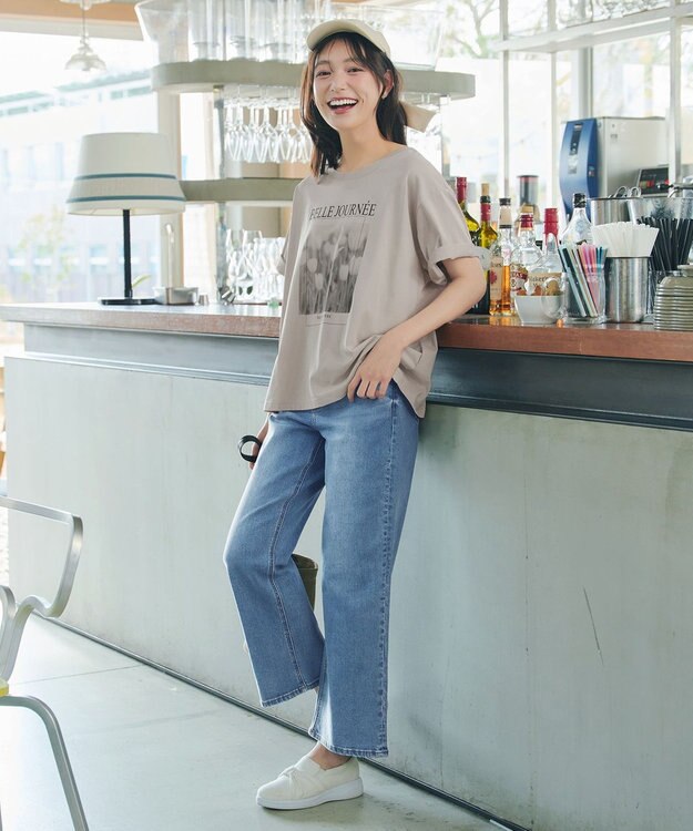 Tiaclasse L 【おのののかさん着用】「サマケア」グラフィックプリントTシャツ グレージュ