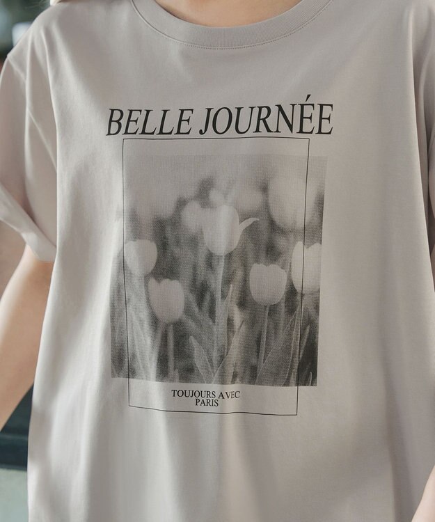 Tiaclasse L 【おのののかさん着用】「サマケア」グラフィックプリントTシャツ グレージュ