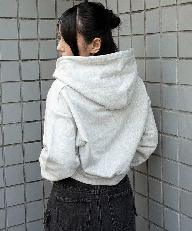 WEGO グラフィックショートZIPパーカー アッシュグレー