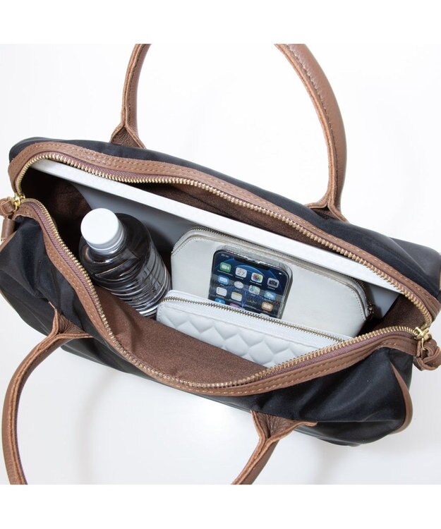 UNBILLION ペルケ perche / ナイロン牛革付属テープショルダー2wayボストンL ブラック