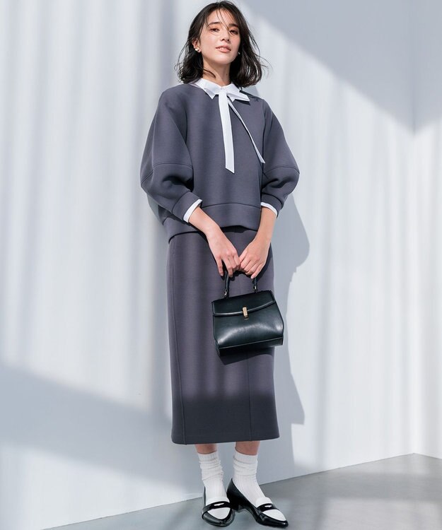 組曲 【WEB限定】パフスリーブ スウェットライクトップス グレー系