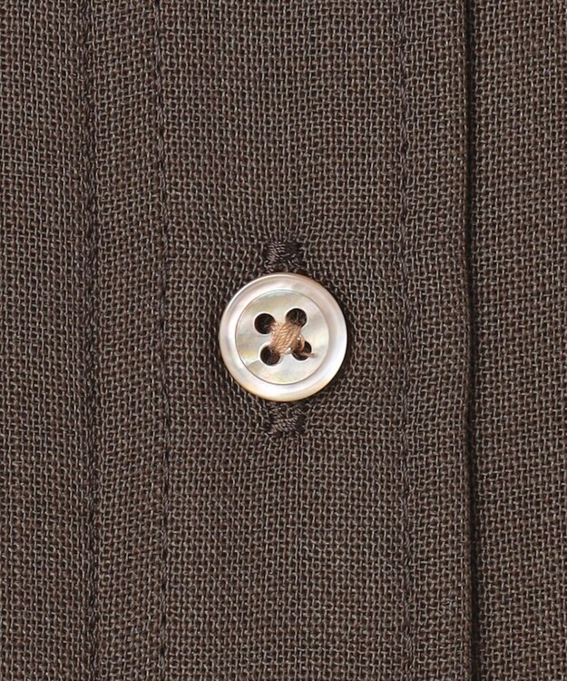 自由区 【洗える】トロピカルストレッチシャツ ドレス カーキブラウン