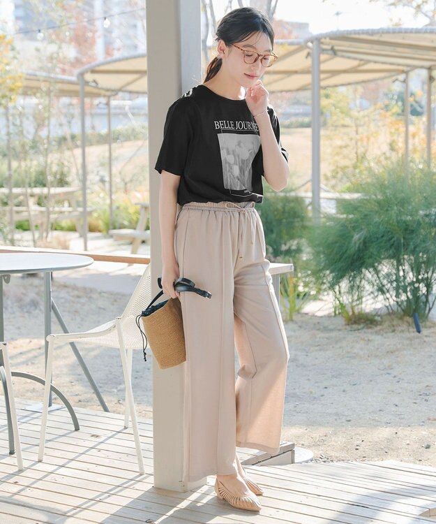 Tiaclasse L 【おのののかさん着用】「サマケア」グラフィックプリントTシャツ ブラック