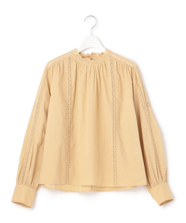 23区 【SLOW/洗える】コットンローン トーションレース ブラウス イエロー系