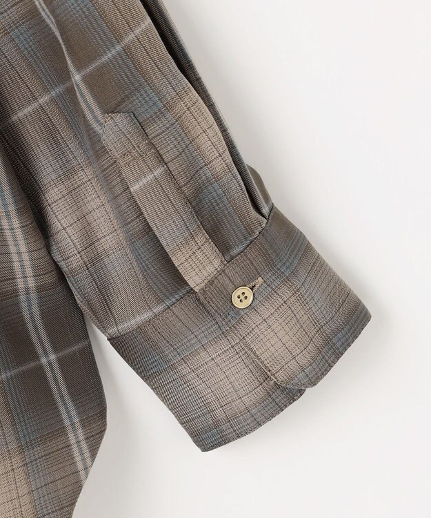 ANY L オンブレーチェックオーバーシャツ ブラウン系