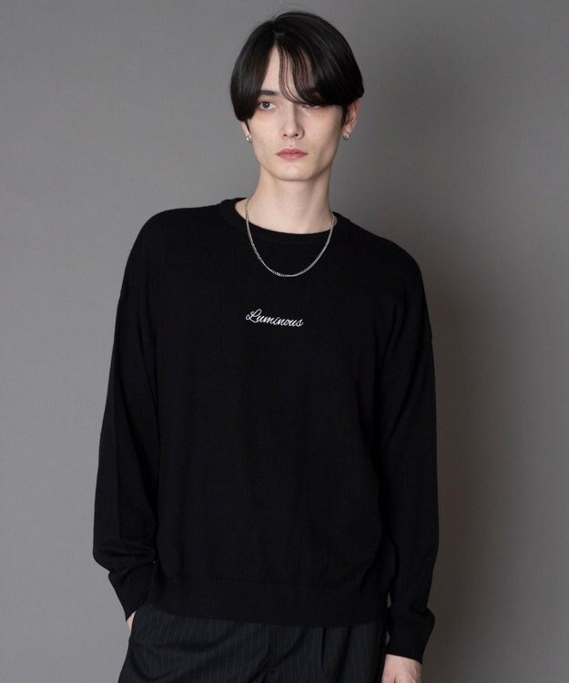 WEGO アクセ付きワンポイントニットプルオーバー（LS） ブラック