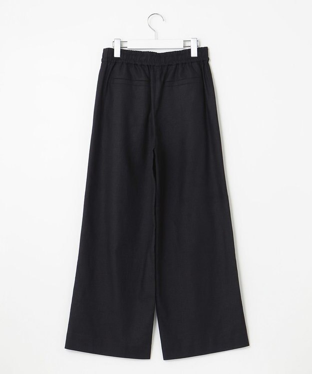 UNFILO 【洗える】リネンミックスツイル ワイドパンツ ブラック