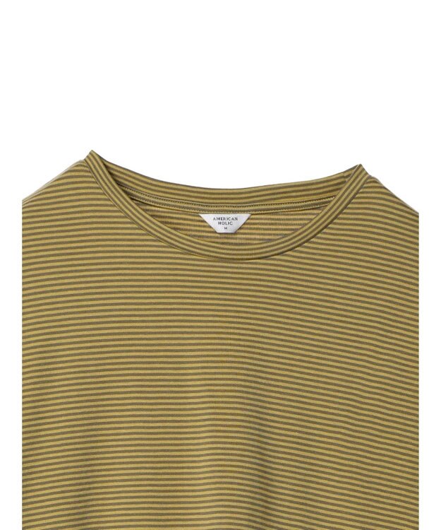 AMERICAN HOLIC 接触冷感裾ラウンドカットプルオーバー Border Yellow