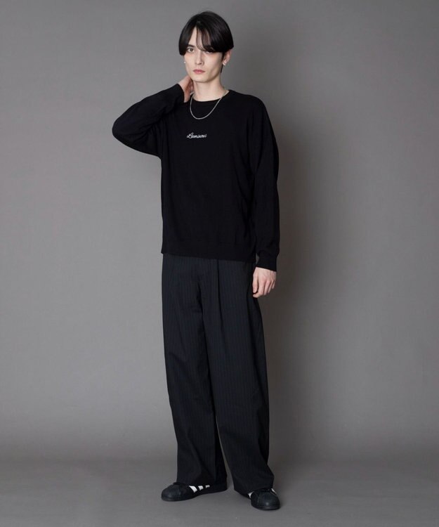 WEGO アクセ付きワンポイントニットプルオーバー（LS） ブラック