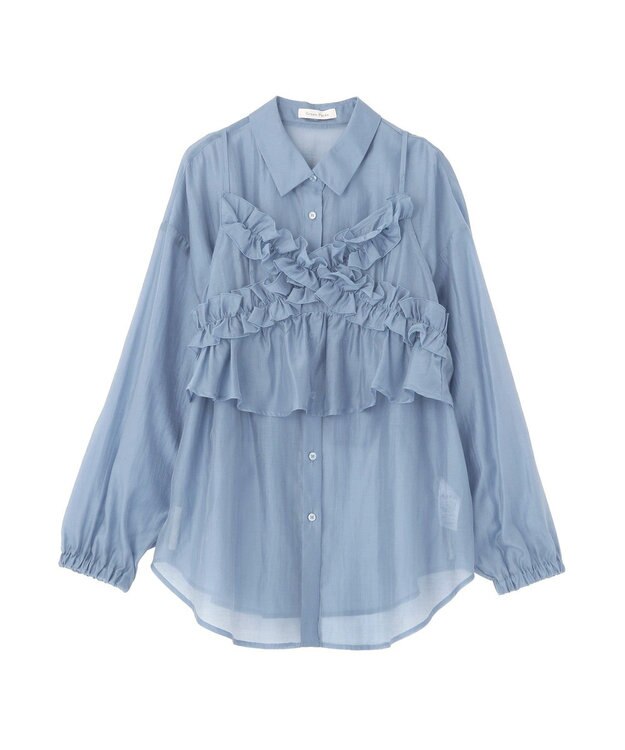 Green Parks 【WEB限定】ＳＥＴ２点フリルビスチェ＋シャツチュニックⅡ Blue