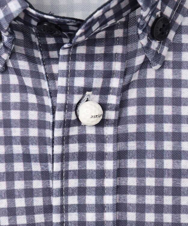 23区GOLF 【MEN】【接触冷感・UVケア・吸水速乾】ギンガムチェック柄 ポロシャツ ネイビー系3