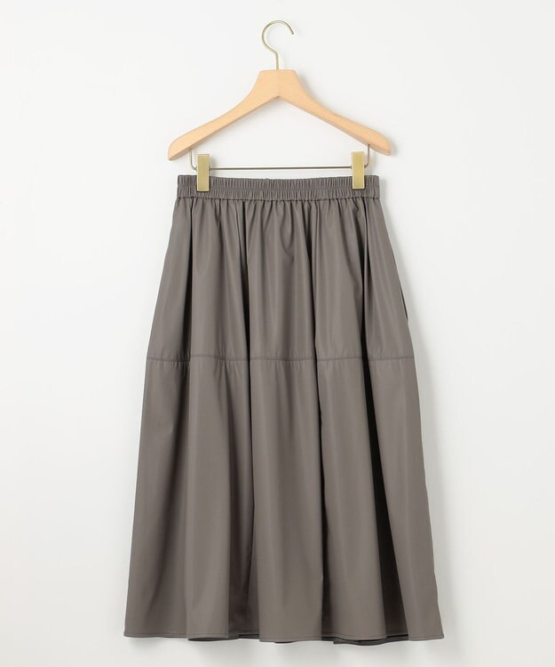 組曲 レザーライクライト タックギャザースカート モーヴグレー系