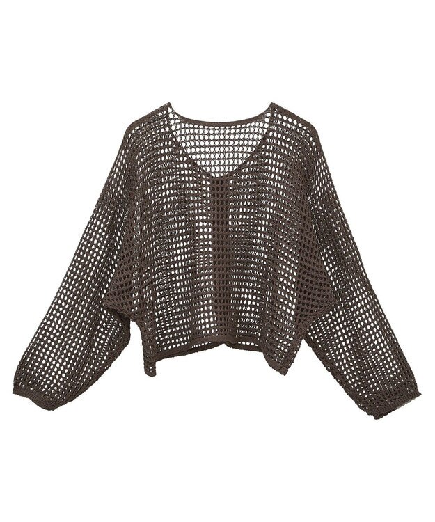 earth music&ecology ＳＥＴ２点メッシュニットカーディガン＋ビスチェ Brown