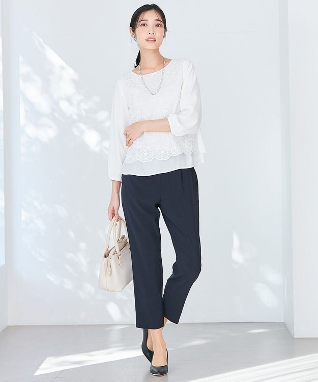 ANY SIS 【洗える】レイヤードレース ブラウス オフホワイト